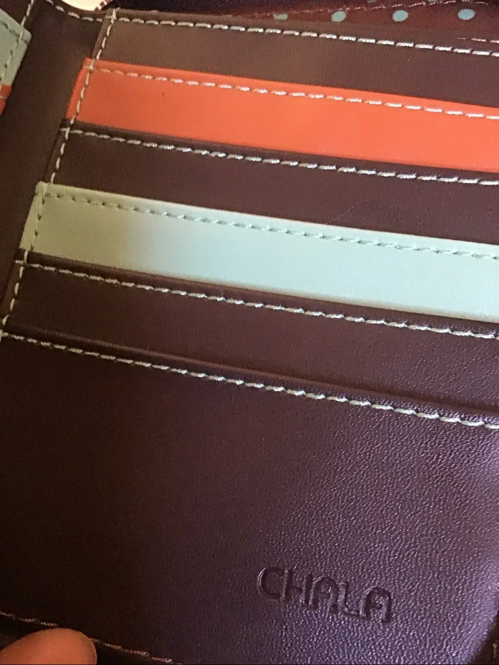Chala Brown Sloth Wristlet with Mint and Dark Brown Stripes